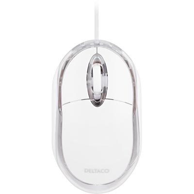 Deltaco Optical Mini Mouse MS486, 800 DPI, 1.5m, USB 2.0, White